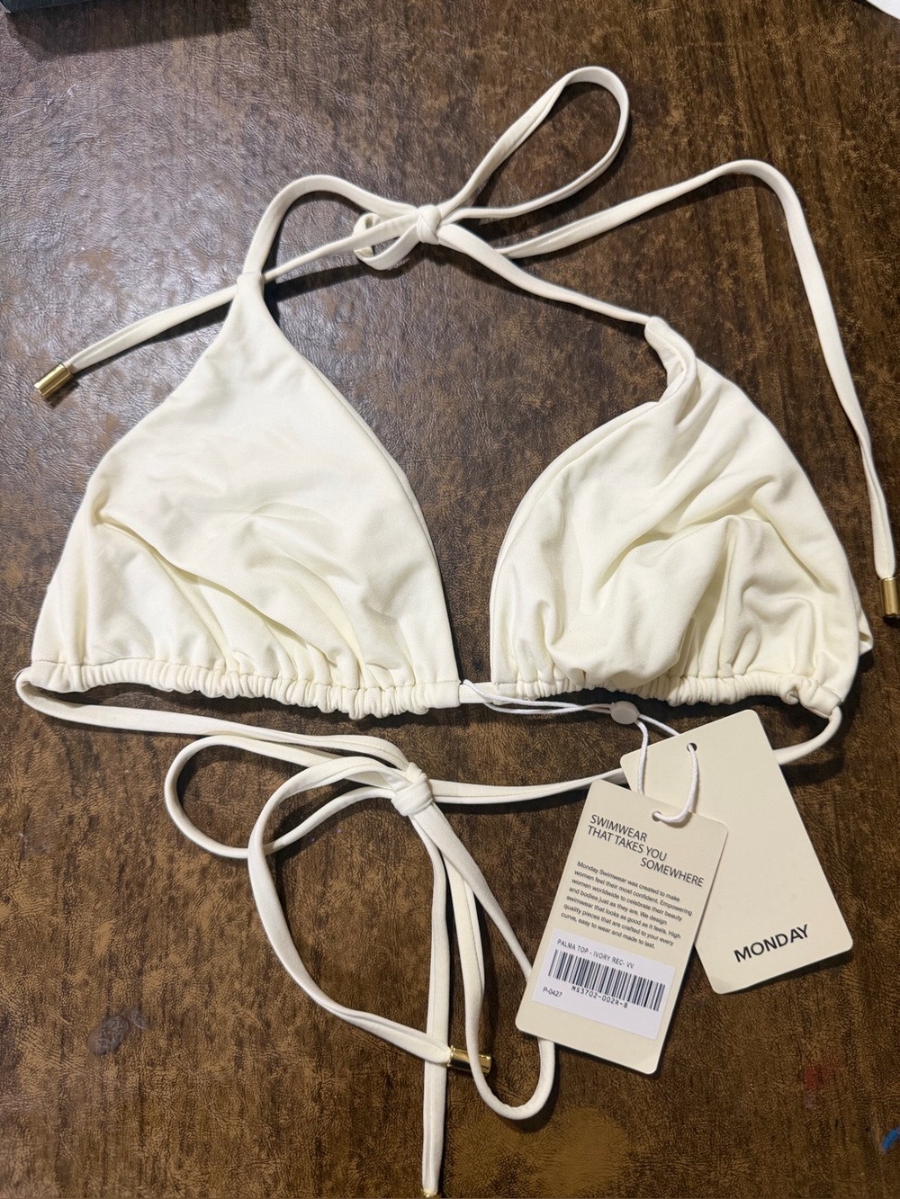 Monday Swimwear Palma Top Ivory VV NWT Triangle Bikini Top Recycled